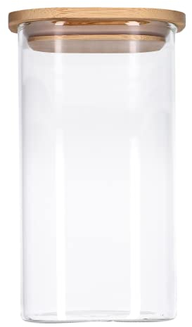 TALK-POINT Vorratsdosen aus Glas mit Bambusdeckel, Vorratsgläser, Glasbehälter | 550 ml - 2500 ml | luftdicht, Spülmaschinenfest, Mottensicher (1500 ml)
