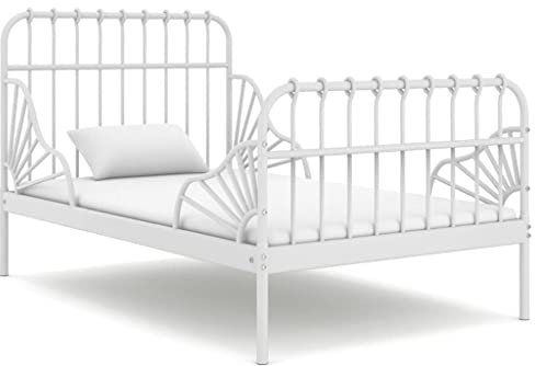 INLIFE Ausziehbett Weiß Metall 80x130/200 cm,Weiß,22KG