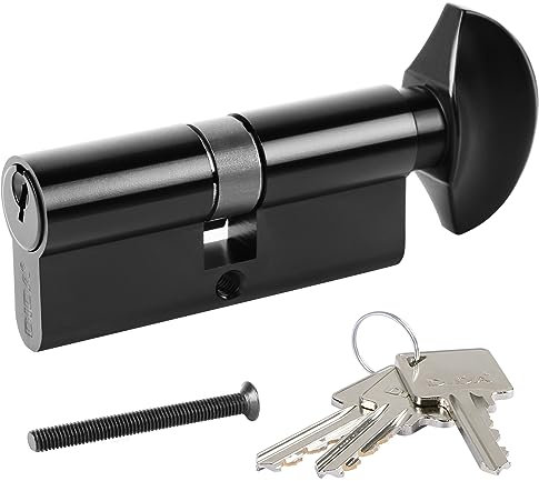 DIDA® 70mm(35T/35) Thumb Turn Euro Cylinder Lock,UPVC Barrel Lock with 3 Keys Anti-Pick,Anti-Bump,Anti-Drill,High Security,Matte Black Finish,Suitable for All Door Types,BS EN 1303:2005