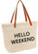 JFAN Stroh Strandtasche Große Damen Meer Tasche mit Reißverschluss Lässige Umhängetasche Sommer Weekend Beige Einheitsgröße