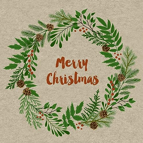 25 Servietten Weihnachten Merry Christmas im Weihnachtskranz als Tischdeko. Papierservietten mit Motiv. Aus recyceltem Material ökologisch und nachhaltig 33x33cm