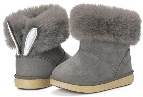 KVbabby Stivali Bambine Stivaletti da Neve Ragazze Caldo Fodera Bambini Stivali da Neve Scarpe da Invernali Antiscivolo Boots All'aperto EU25 =etichetta: 26 grigio b