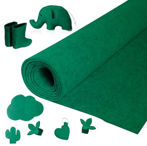 Yuragim Filzrolle Filzstoff, Filz Meterware 30cmx250cmx3mm Filz Stoff Bastelfilz Dekofilz Taschenfilz Filzmatte für DIY Aufbewahrungstasche Filzunterlage Patchwork Nähen Basteln Weihnachten Deko(Grün)