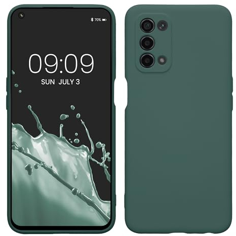 kwmobile Slim Case kompatibel mit Oppo A74 (5G) / A54 (5G) Hülle - Handyhülle aus Silikon in Tannengrün