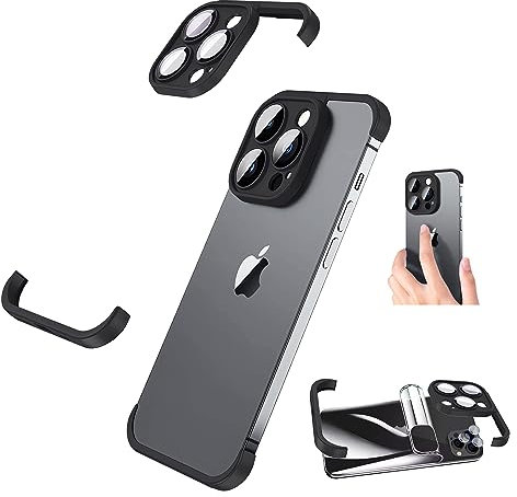 MUNIMJI Compatible with iPhone 15 Silicone Bumper Case with with Camera Cover, Frameless Design, Ultra Thin and Shockproof Case, Simple and Practical Impact Protection Case. Black