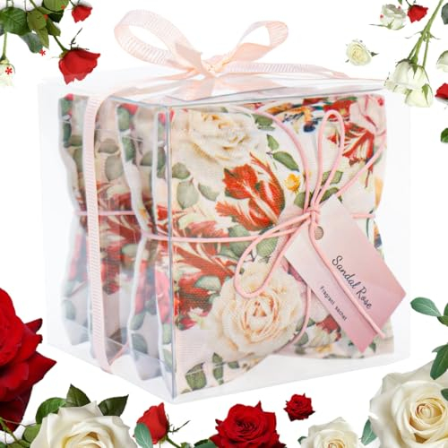 Aucuda Rose Scented Sachets for Drawers and Closet, 4 Rose Sachet Bags for Clothes, Fragrance Closet Deodorizer Odor Eliminator, Spring Wardrobe Air Fresheners, Gift Pot Pourri for New Year.