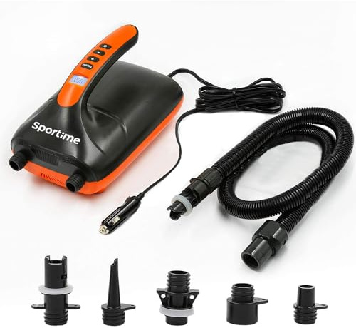 Sportime Elektropumpe Airlifter | Automatische Abschaltung, LCD-Display, Kompressor | Für i-SUP & Schlauchboote | Schwarz | Druckanzeige, gewählter Druck einstellbar