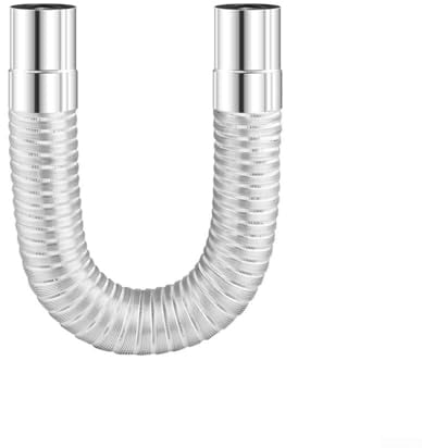 Flexibel Ofenrohr, 50 mm Edelstahl + Aluminiumfolie Campingofenrohr, Kaminofen Verlängerung, Kaminverlängerung für Holzofen, Dehnbereich 0,65–1,5 Meter