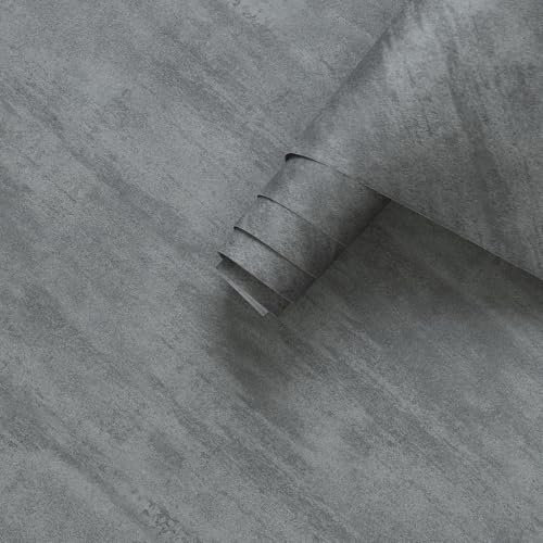 JSEVEM 40CM×3M Extra Thick Dark Grey Concrete Wallpaper Peel and Stick Waterproof Darker Gray Concrete Contact Paper Vinyl Matte Textured Adhesive Furniture Stickers for Kitchen Cabinets Worktop Table