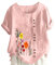 KOG Maglietta da donna alla moda, in lino, elegante, a maniche corte, da donna, per il tempo libero, modello Tie-Dye, Colore: rosa., XL