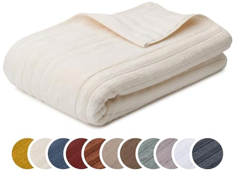 liebling Saunatuch Luxus Bio Baumwolle, Serie Marseille, 770 gr. / m², 80 x 200 cm, Ökotex, 60 Grad, saugstark, schnelltrocknend, Farbe: Creme