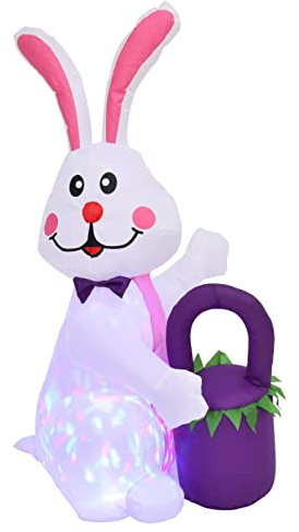 Aufblasbarer Ostern Dekorationen, Lustige Aufblasbarer Osterhase Dekorationen, 1,1 M, Aufblasbarer Osterhase Mit Einem Gebläse Und LED-Lichter, Hasen-Osterdekoration Für Hof, Garten