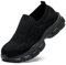 COOU Zapatos de seguridad para mujer, ligeros, con puntera de acero, transpirables, antideslizantes, protectores, color negro, Sin cordones, color negro, 40 2/3 EU