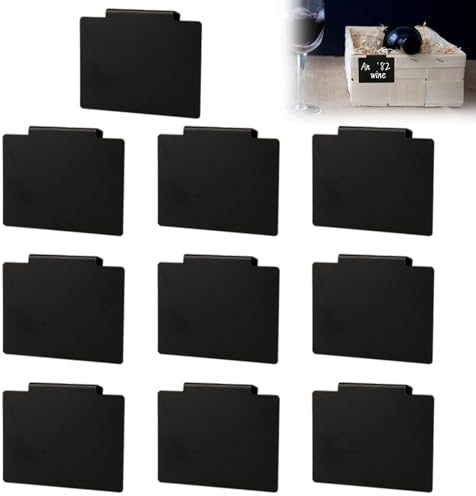 10 PCS Basket Labels Clip, Clip-On Chalkboard Labels for Pantry & Storage Baskets Small Black Bin Tags for Organization Durable Erasable & Reusable Suitable for Chalk or Permanent Markers