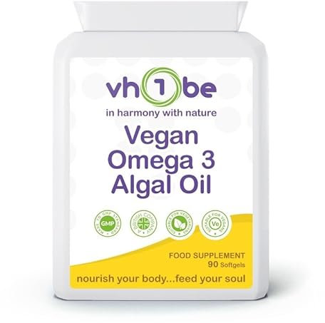 Vegan Omega 3 Algal Oil – Plant-Based DHA & EPA for Heart, Brain & Eyes – Fish-Free Supplement – 90 Softgels