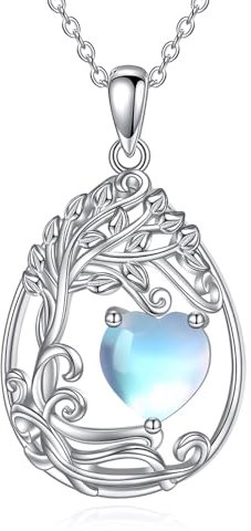 AINFQY Collier arbre de vie avec pierre de naissance pour femme en argent sterling 925 - Pendentif arbre de vie - Bijou cadeau pour femme et fille, Argent sterling, Zircone cubique