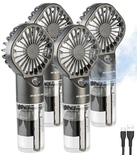 PEARL Ventilatoren: 4er Set Akku-Taschenventilator m. Nebelsprühfunktion,20 ml-Wassertank (Handlüfter Akku, Taschen-Handventilator, Mini)