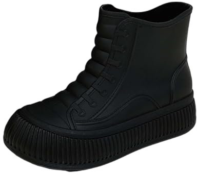 Generico Stivali Polizia Donna Stivaletti Da Donna Scarpe casual antiscivolo da pioggia da Stivaletti corti Scarpe casual da outdoor Stivali Pelo Donna Pelle Stivali Donna Bassi Stivali (Black, 36)