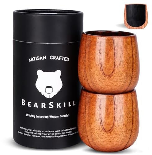 Vaso de bourbon de madera carbonizada, vaso de whisky, regalos de bourbon para hombres, vidrio de madera antigua, gran regalo de whisky para hombres