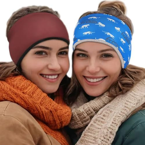 erdicken Fleece Ohrenwärmer Stirnband Damen Winter - Sport Cozy Gefüttert Haarband - Breit Thermo Kopfband Headwrap für Laufen Joggen Wandern Skifahren Radfahren