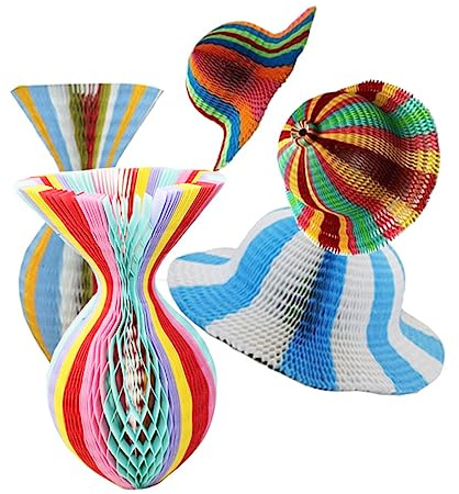 Chapeau de Soleil en Papier Origami 5 Pièces, Forme Vase