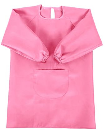 Thinp Kids Art Smock, Kids Painting Apron with Long Sleeve and Pockets Waterproof Kids Cooking Aprons Paint Apron for Kids Painting Crafting Cooking Baking Art Gardening (pink)