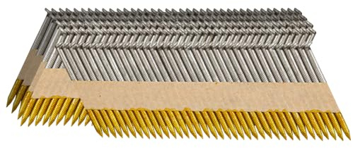 SITLDY 30-34 Degree Framing Nails 2X.113 Ring Shank 1000 Count, D Head Hot Dipped Galvanized Paper Tape Strip Nails, for 30 to 34 Degree Framing Nailer