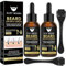 2 Piezas Suero Crecimiento Barba, Con Rodillo de Barba, Kit Crecimiento Barba, Aceite Crecimiento Barba, Estimula el Crecimiento de la Barba/Cabello, Regalo para Marido/Padre/Hombres