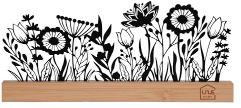 UNUS Aufsteller Silhouette Blumenwiese mit vielen Blumen Design B in Schwarz