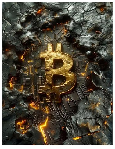 BYAMBD Leinwandbilder Kunstdruck Neon-Bitcoin-Leinwandgemälde, Lebendige Poster Und Drucke, Moderne Modische Pop-Wandbilder Für Die Heimbüro-Dekoration(K,40x60)