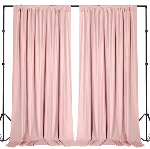 Sugargirl 3 x 3 m Blush Pink Hintergrund Vorhänge Polyester Foto Hintergrund Vorhänge 2 Paneele mit Stangentaschen für Party, Geburtstag, Hochzeit, Fotografie, Heimdekoration