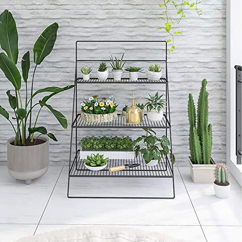 ZMJGLL Balcony Flower Stand Multi-layer Trapezoidal Floor-to-ceiling,Plant Stand Rack 3 Tier Indoor Outdoor Multiple Holder Shelf,Black