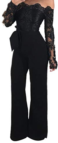 FUPODD Jumpsuit Damen Elegant Festlich Hosenanzug Lang Weites Bein Einteiler Für Hochzeit Jumpsuits Sommer Lange Beine Overall Festlicher Playsuit Frauen Hochzeitsgäste Eleganter Onesie Einfarbig