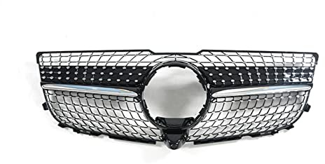Front Kühlergrill Diamant-Frontgrill Für Mercedes Für Benz Für GLK-Klasse X204 2013-2015 Schwarz-Silber-Front-Renngrill Auto-Grill(Schwarz)