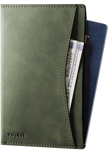 VULKIT Étui de Voyage Ultra Fin en Cuir avec 2 Emplacements pour Cartes à l'arrière et Protection RFID