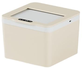 Fenteer Poubelle Intelligente Induction Couvercle Automatique Capteur Sans Utilisation Pratique Facile à Nettoyer Adaptée Chambre Salle de Bains Salon, Jaune Crémeux, 4l