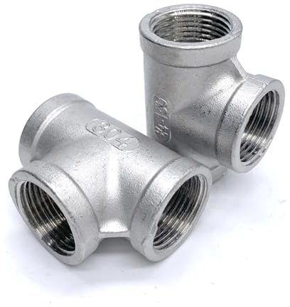 RUAJOGYNVM 1/8'' 2'' NPT Female Thread 304 Stainless Steel Equal 3 Ways tee Type Water Pipe Fitting Joint(1-1/2)