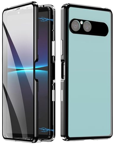 Wigento Handy Hülle Magnetisch Metall für Sony Xperia 10 VII 360 Grad Hart Glas Case