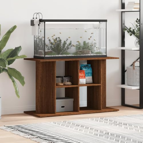 Aquariumständer Aquarium Möbel Aquarium Unterschrank Regal aus Holzwerkstoff für 100 cm Becken mit praktischem Stauraum in Braun Eichen-Optik