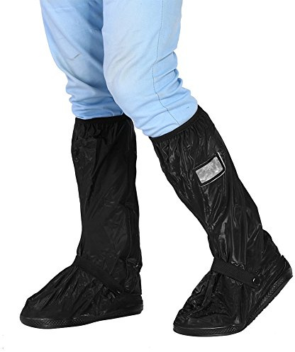 Qiilu Motorrad Regenüberschuhe, Regenüberschuhe Wasserdicht Motorrad Roller Fahrrad Radfahren wasserdichte rutschfeste Schuhe Abdeckung für regnerischen Snowy Tag Regentag (L-Swarchz)