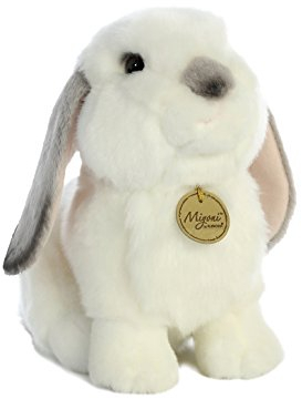 Aurora World Rabbit Miyoni Stuffed Animal, White and Gray, 11