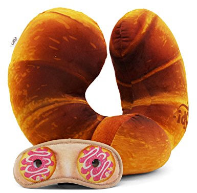 Oh My Pop! Croissant-Nackenkissen und Schlafmaske, Orange