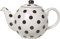 London Pottery Théière Globe à pois avec passoire, en céramique, blanc/noir, capacité de 2 tasses (500 ml), blanc/noir