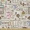 ABAKUHAUS Jahrgang Stoff als Meterware, Kaffee Espressomaschine, Microfaser Multi Zweck Dekostoff für Kunsthandwerke, 3M (230x300cm), Hellrosa Beige und Umbrabraun