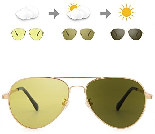 SODQW Mens Photochromic Sunglasses Polarized, Night-Vision Glasses with Pilot Yellow Lens for Driving with UV404 Protection