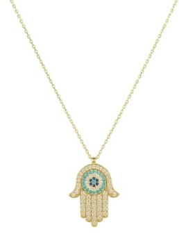 LATELITA Hamsa Hand With Evil Eye Pendant Necklace Gold