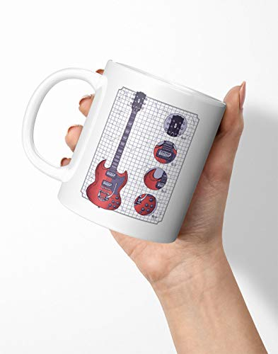 BLAK TEE Electric Guitar Blueprint Porcelain Coffee and Tea Mug 330 ml