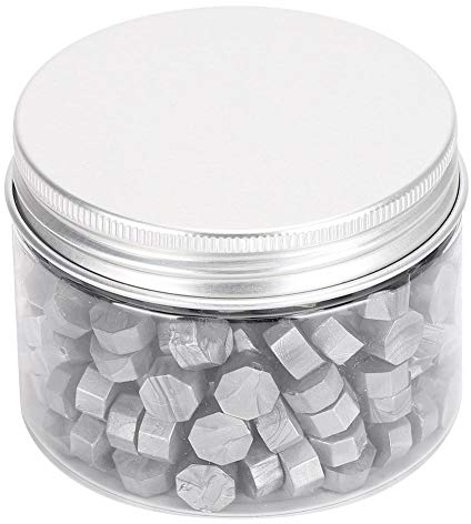 Siegelwachs, 200 Stück Siegel Stempelwachs Achteck Perlglanz Siegelwachs für Porto Brief Retro Vintage Wachs Siegelstempel für Hochzeits einladung karte Umschlag(Silber)