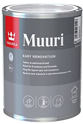 TIKKURILA Muuri - Heat-Resistant Paint For Interior Fireplaces & Firewalls (Water-Based) - 1 Litre