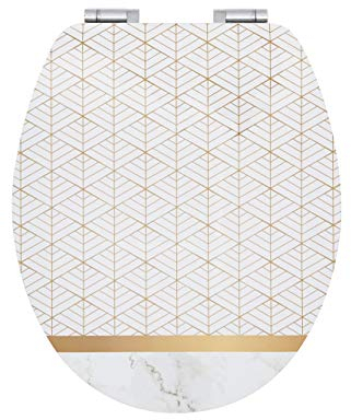 Wirquin 20723081 Abattant WC avec frein de chute Diplomat 100% FSC, top fix, déclipsable, marbre